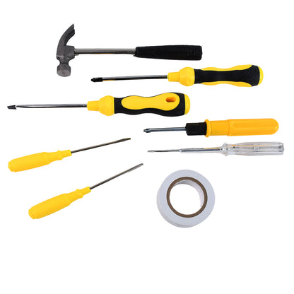 8 In 1 Hand Tool Kit Steel And Plastic Hammer Screwdriver  Tape